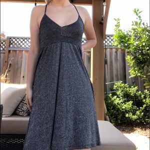 grey silver dark strap dress